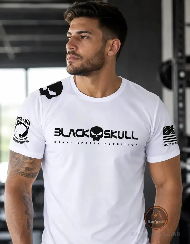 Camiseta Black Skull Dry Fit Soldado Bope Branca Original Branco Estampada (logotipo/skull) G
