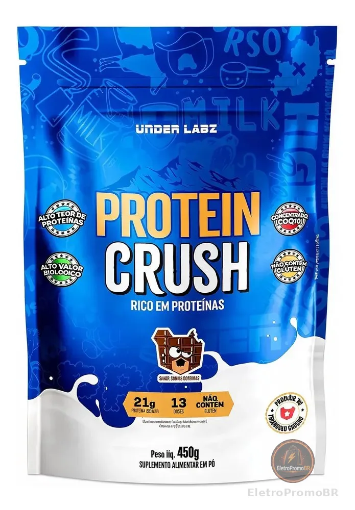 Protein Crush 450g Under Labz 100% Whey Protein Coenzima Q10 Chocolate Suíço