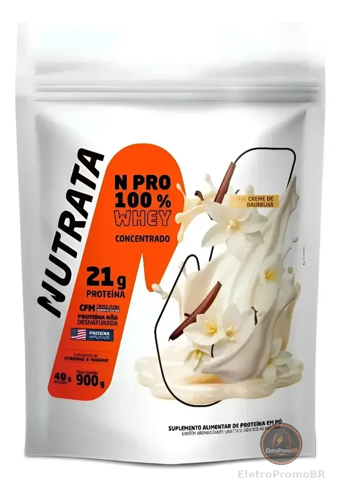 Whey Npro 100% Concentrado Baunilha Nutrata 900g Baunilha