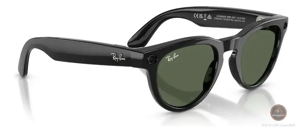 Óculos De Sol Inteligente Meta Headliner Gen 2 Ray-ban Verde G-15 Preto Brilhante
