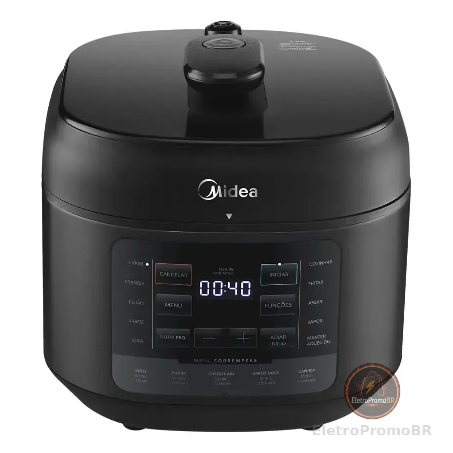 Panela De Pressão Elétrica 5l Nutripro Preta Midea Cor Preto 220v