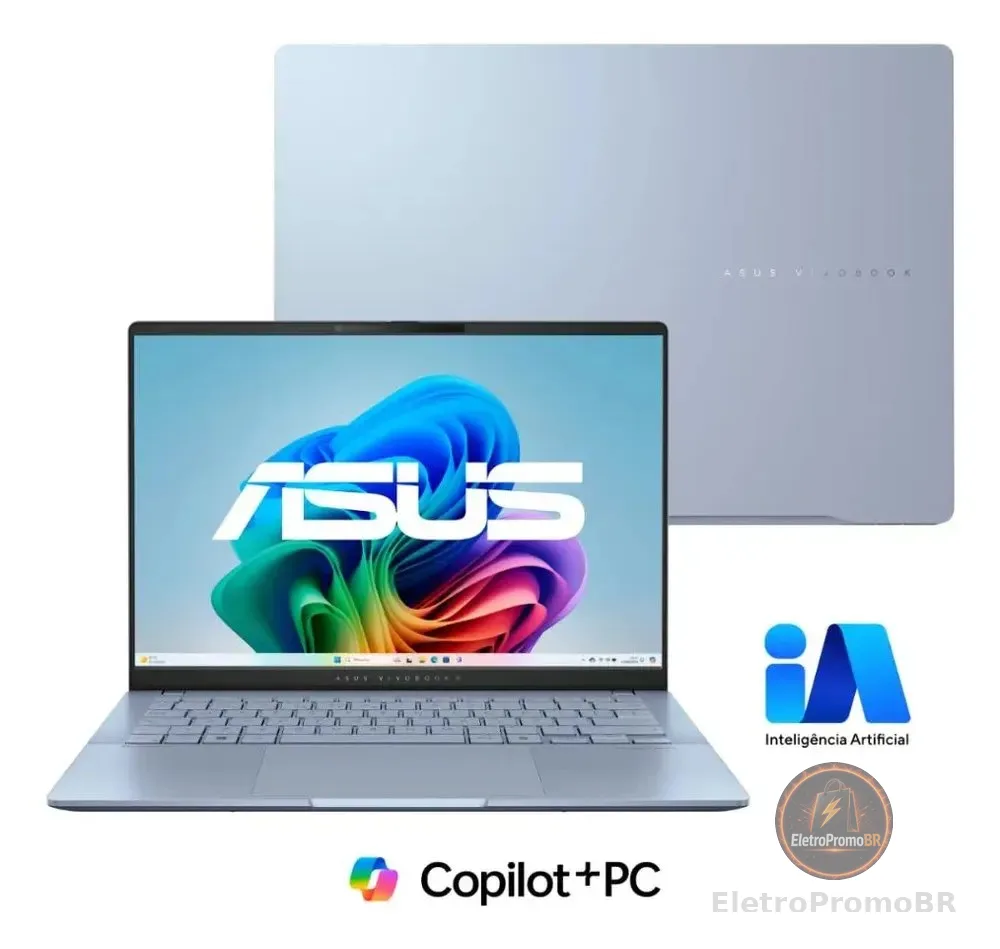 Notebook ASUS Vivobook S 14 S5406SA Copilot+ PC Intel Core Ultra 7 256 V 16GB RAM 512GB SSD Windows 11 Home 14" OLED Mist Blue QD299W