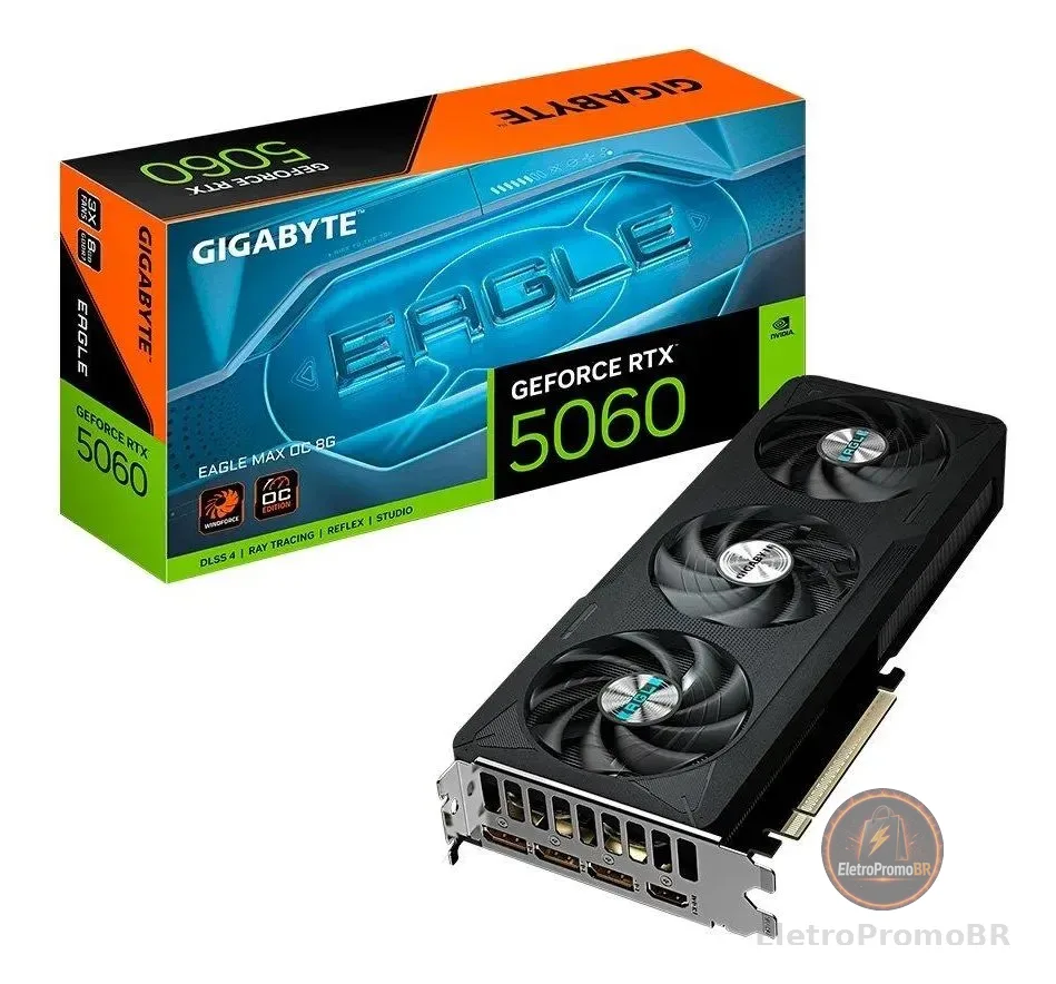 Placa De Vídeo Gigabyte Rtx 5060 Eagle Max Oc 8gb Gddr7