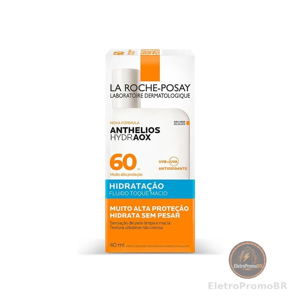 La Roche-Posay, Protetor Solar Facial, Anthelios Hydraox, FPS60, Sem Cor, 40ml