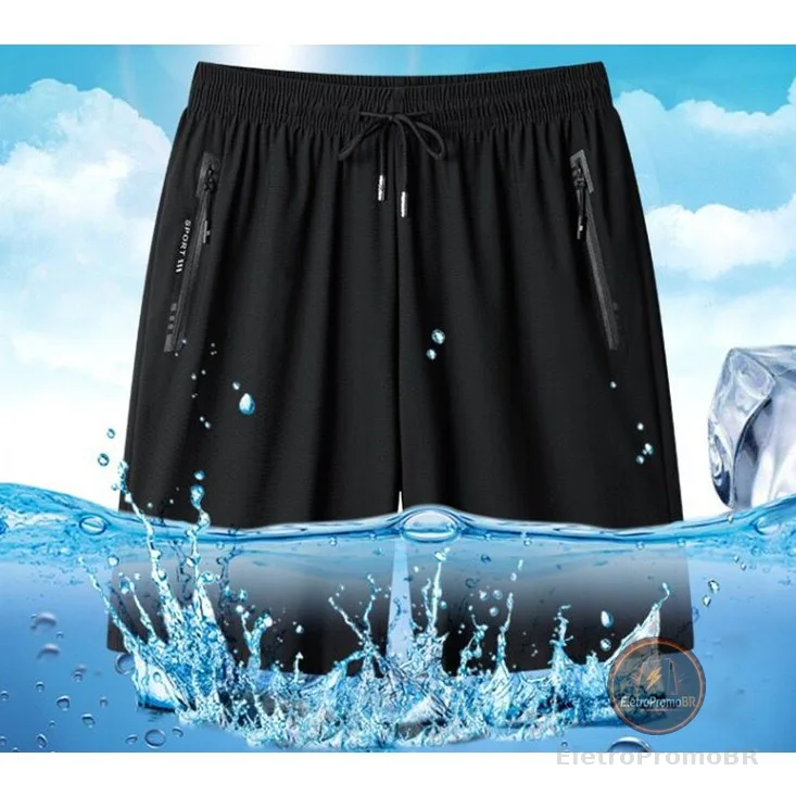 Bermuda Short Masculino  Praia 2 Bolsos Zíper Secagem Rápida