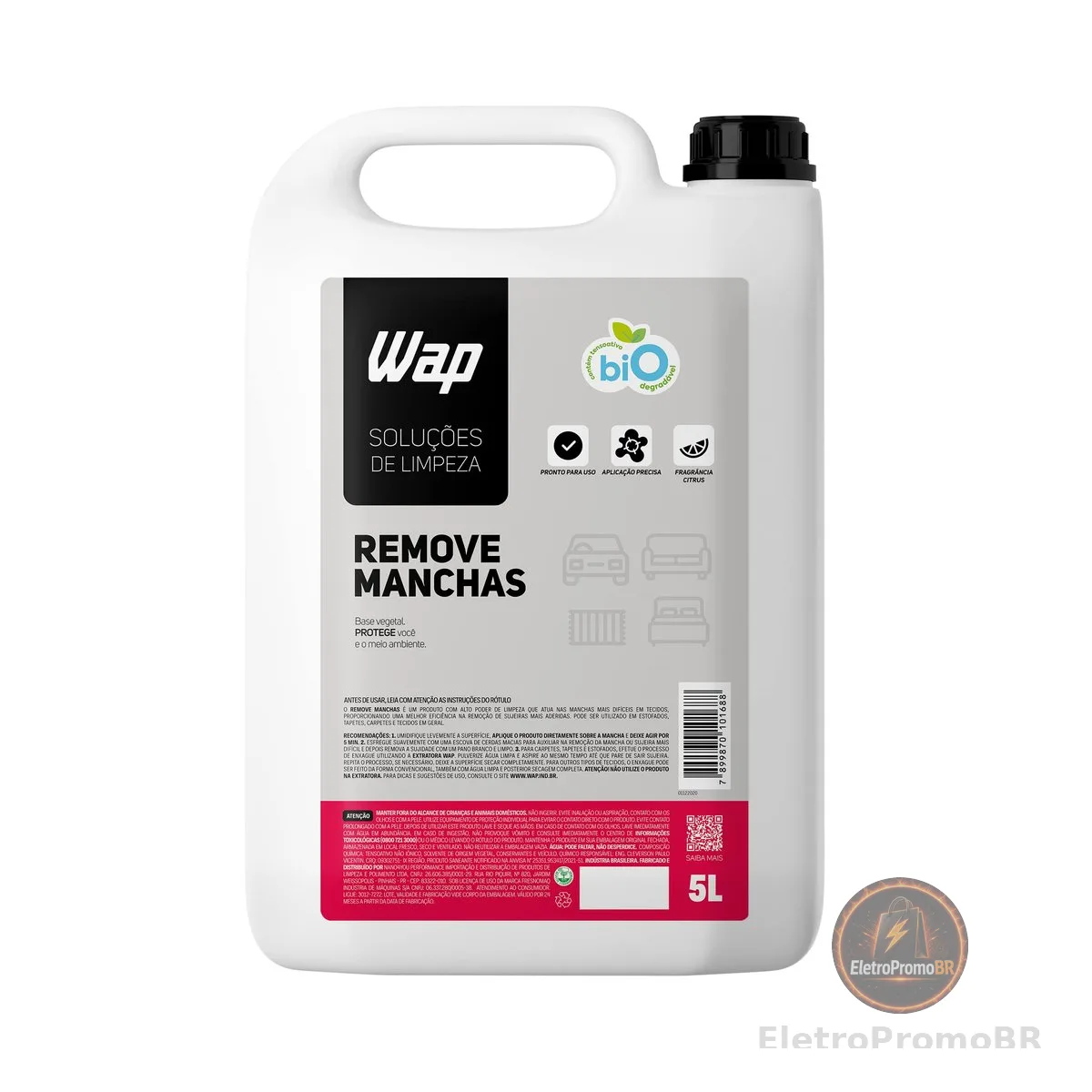 Removedor de Manchas de Tecidos e Estofados 5 Litros WAP REMOVE MANCHAS, Branco e Rosa