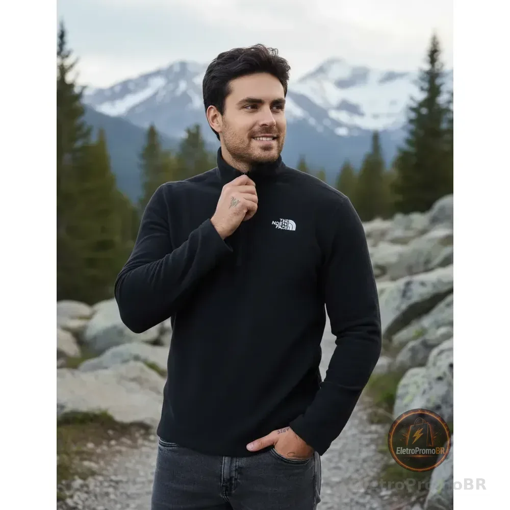 Fleece Masculino Glacier 1/4  The North Face Tnf Black M Liso