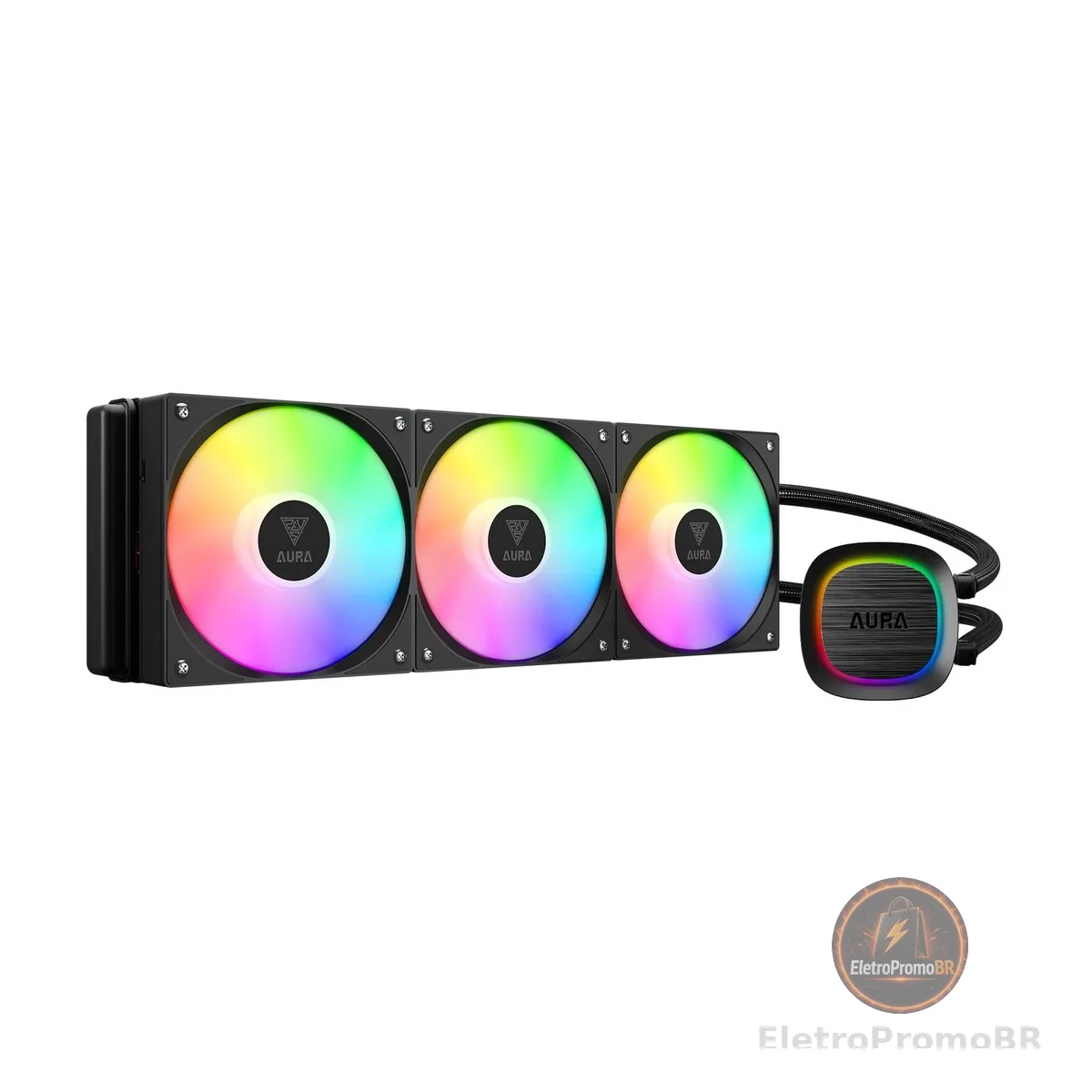 Water Cooler 360mm Gamdias Aura GL360 V2 ARGB Preto Intel LGA2066 AMD AM5