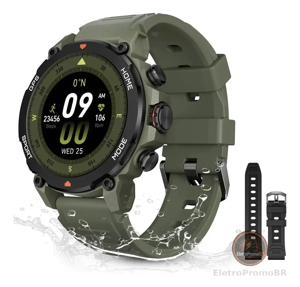 Relógio Smartwatch Aurafit G6 Com 5atm E Gps Verde Militar Verde Militar Sport Verde Militar/preto