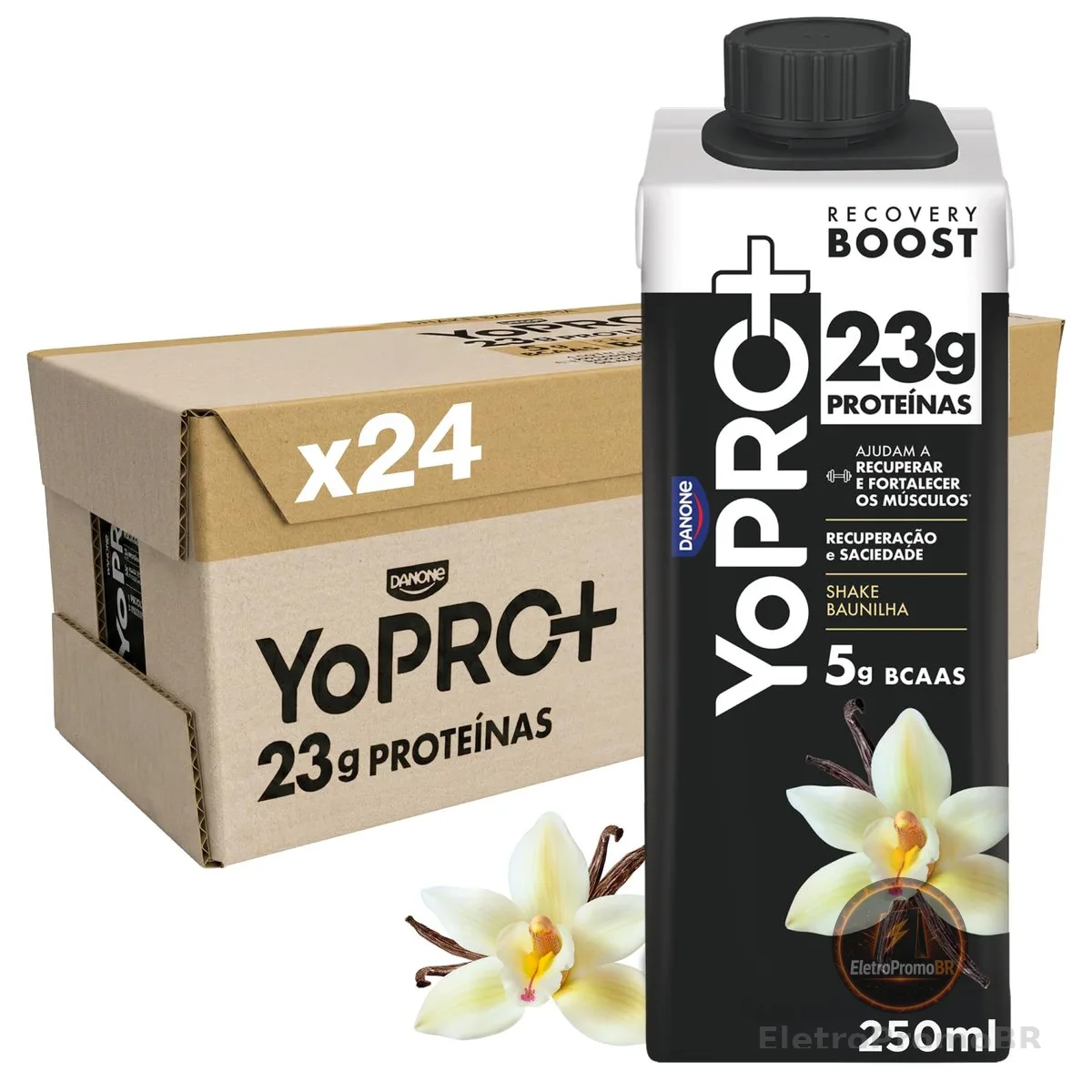 Pack YoPRO Bebida Láctea UHT Baunilha, Alto Teor de Proteína (23 g), Caixinha 250 ml – 24 Unidades