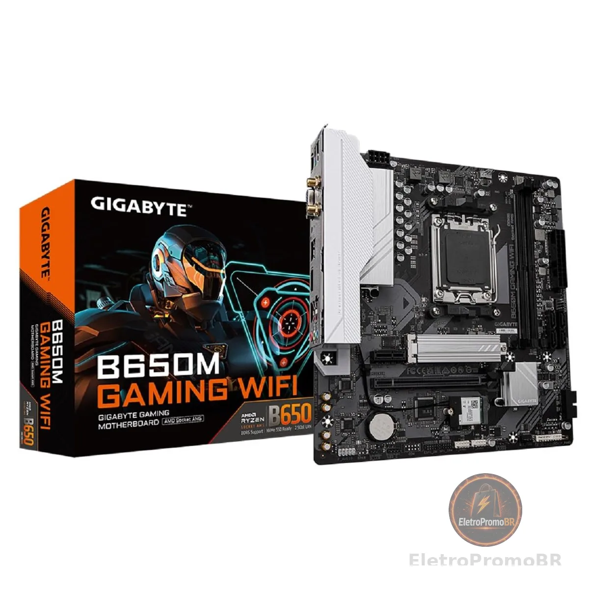 Gigabyte B650M GAMING WIFI Placa-Mãe Micro-ATX, Socket AM5, DDR5, para AMD Ryzen Série 7000/8000/9000