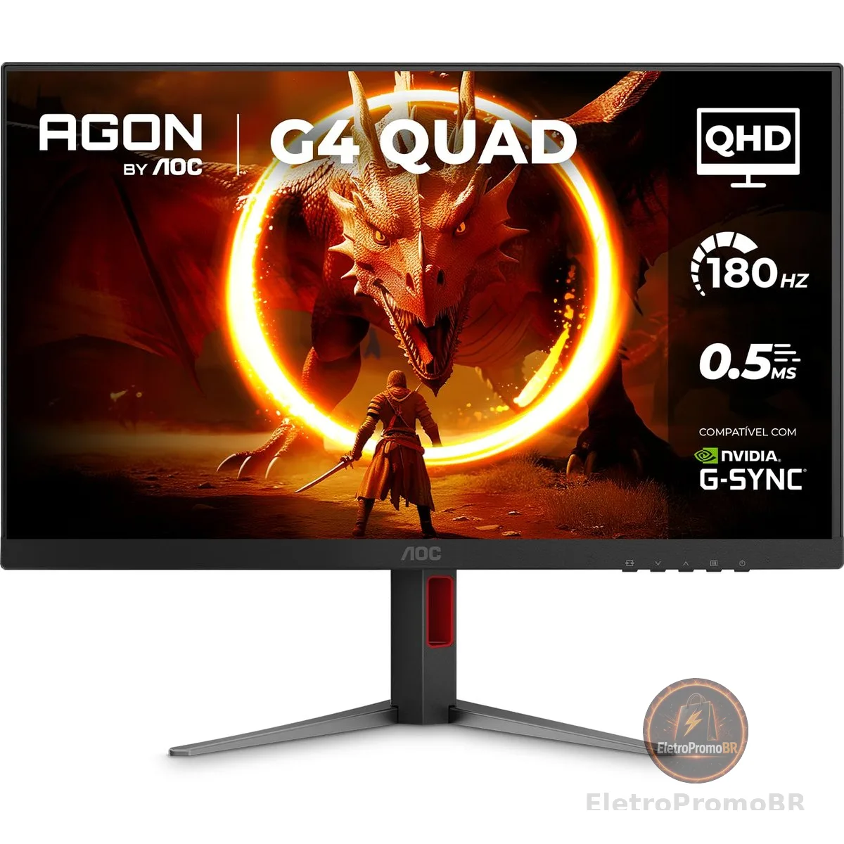Monitor Gamer AOC AGON QUAD 27" QHD 180Hz 0.5ms IPS HDR10 Base Ajustável Q27G4F