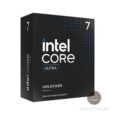 Processador Intel Core Ultra 7 265KF, 3.9GHz (5.5GHz Turbo), Cache 30MB, 20 Núcleos, 20 Threads, LGA 1851, Sem Vídeo Integrado - BX80768265KF