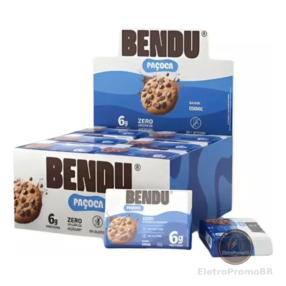 Paçoca Zero Açúcar Bendu Com Whey Protein Sabor Cookies 24 Unidades Biscoitos