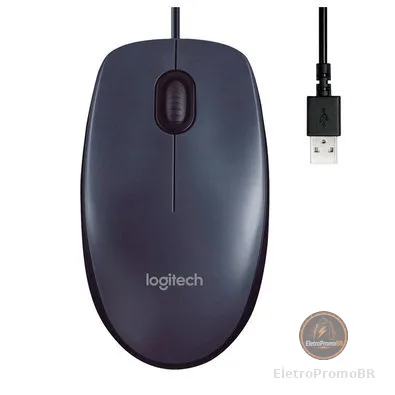 Mouse com fio USB Logitech M90 com Design Ambidestro e Facilidade Plug and Play - 910-004053