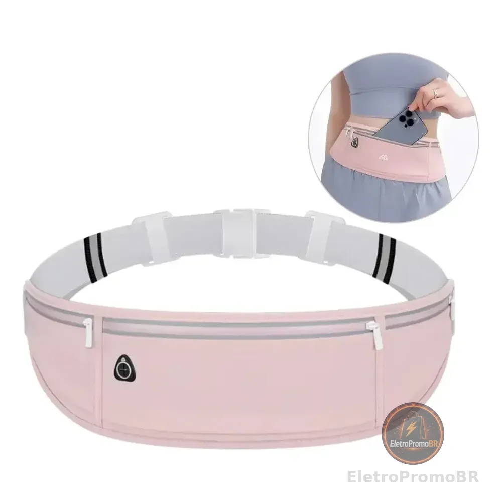 Pochete Fit Slim Impermeável Corrida Academia Porta Celular Rosa-claro