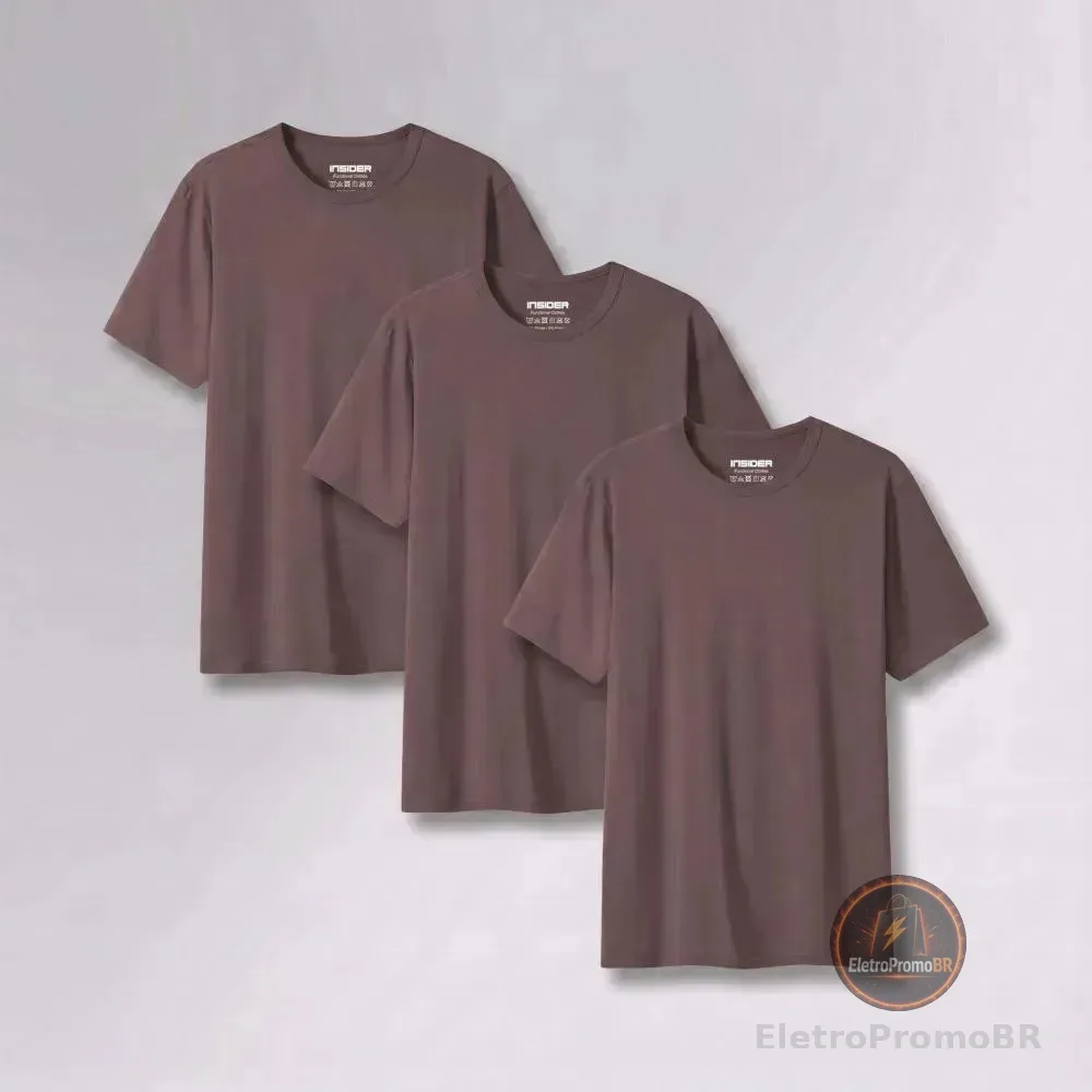 Kit 3 Camisetas Light T-shirt Insider Marrom Xgg Liso