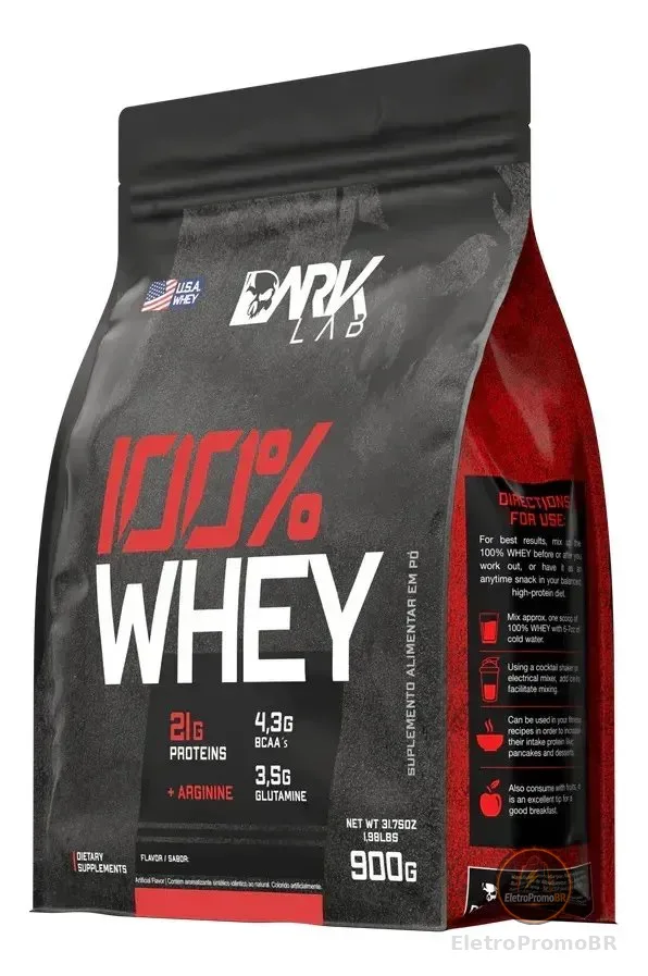Whey Protein Concentrado 100% 900g Refil Dark Lab Sabor Cappuccino
