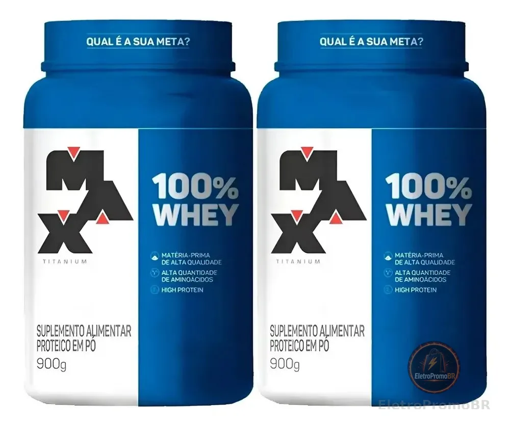 Kit 2x Whey 100% Concentrado - Pote 900g - Max Titanium Sabor Baunilha