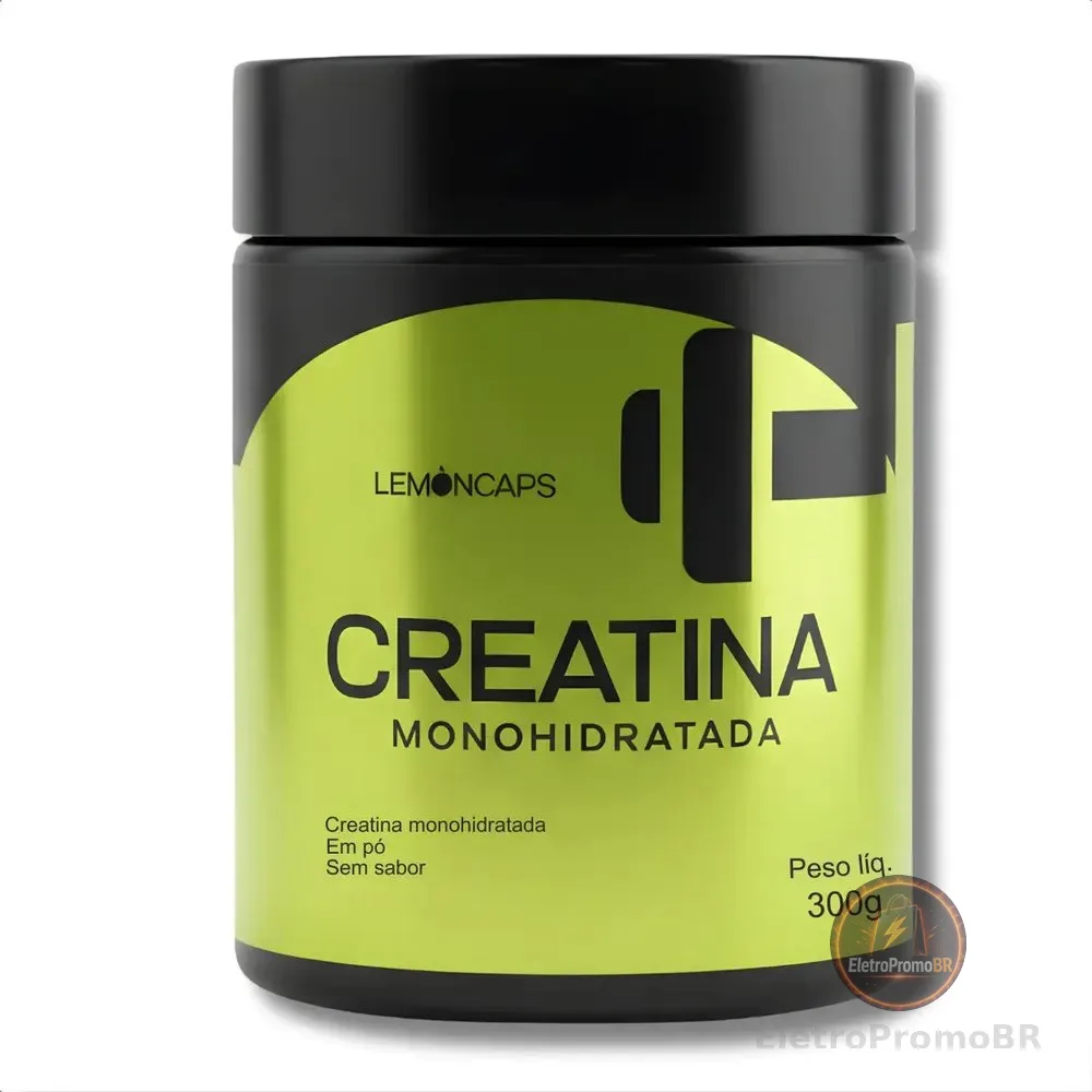 Creatina Monohidratada Pura 300g Lemon Caps Sem Sabor Sem Sabor