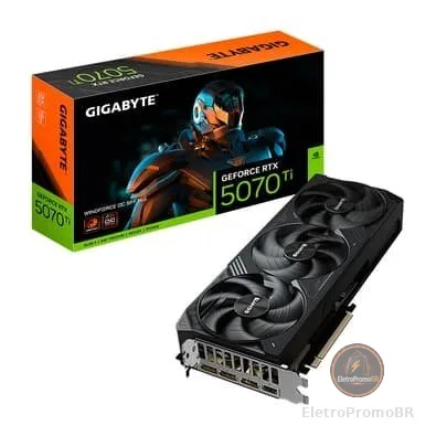Placa de Vídeo Gigabyte RTX 5070 Ti WINDFORCE OC SFF 16G NVIDIA GeForce, 16GB GDDR7, 256bits, DLSS, Ray Tracing - 9VN507TWO-00-G10