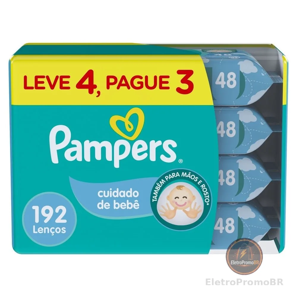 Lenços Umedecidos Pampers Cuidado de Bebê 192 Unidades Leve 4 Pague 3