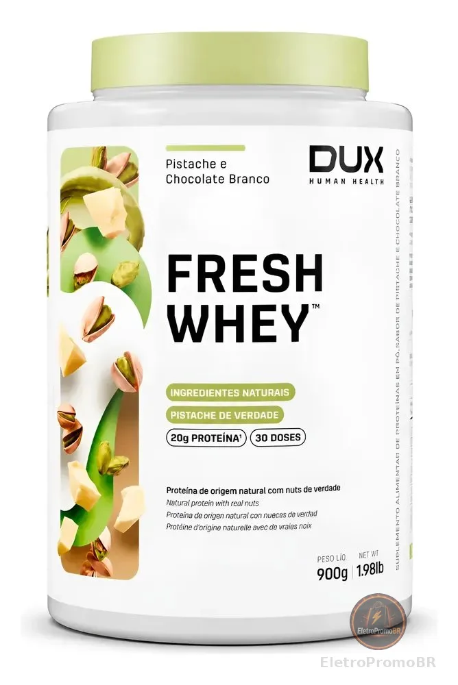 Whey Protein Fresh Whey Dux 900g Pistache Chocolate Branco Pistache E Chocolate Branco