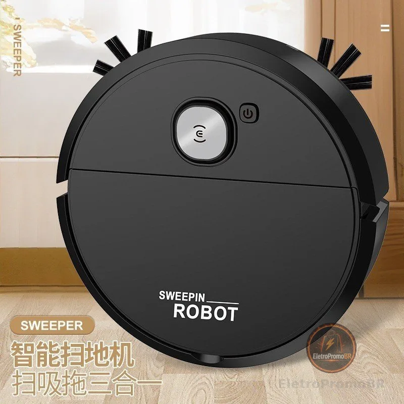 Robô Varredora/Aspirador De Pó  Automática 3 Em 1 Limpeza Doméstica Robótico Inteligente E Silencioso