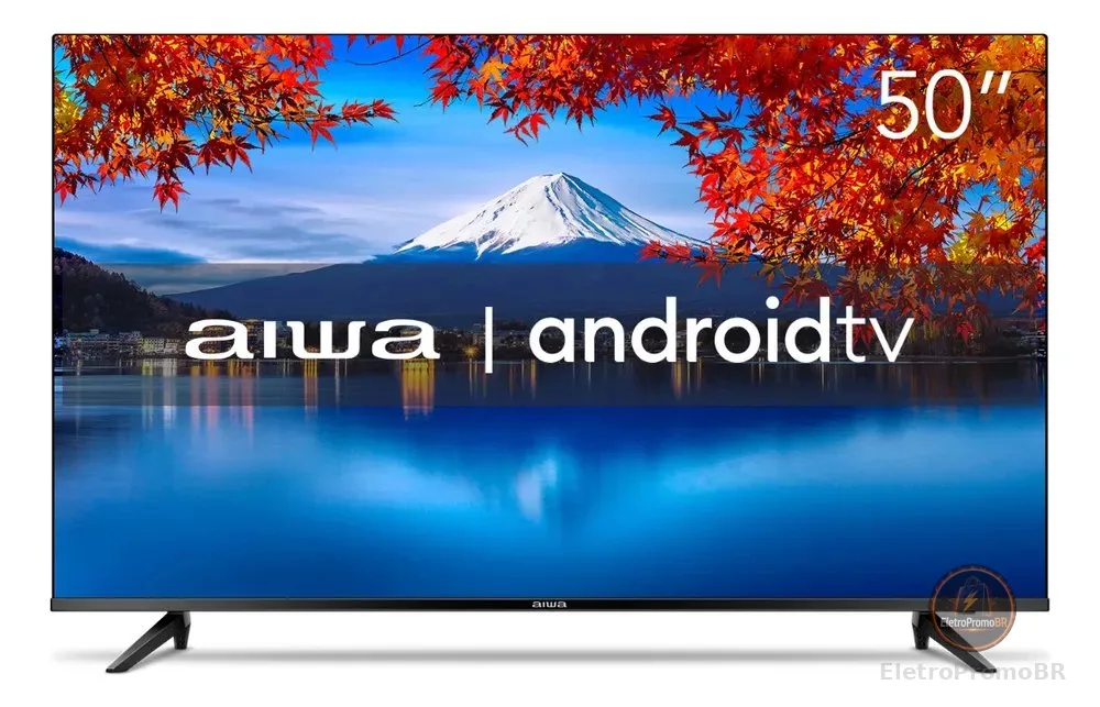 Smart TV AIWA 50” Android 4K Borda Ultrafina HDR10 Dolby Áudio AWS-TV-50-BL-02-A