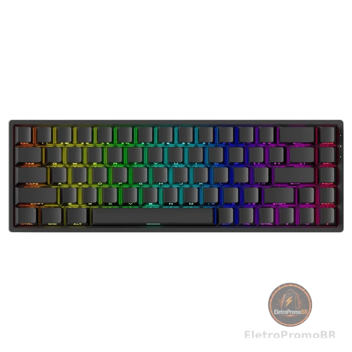 Teclado Magnético Gamer Akko Monsgeek Fun68 RGB Preto 8K Switch Akko Glare Linear Hall Effect ANSI Rapid Trigger SOCD DKS Mod Tap