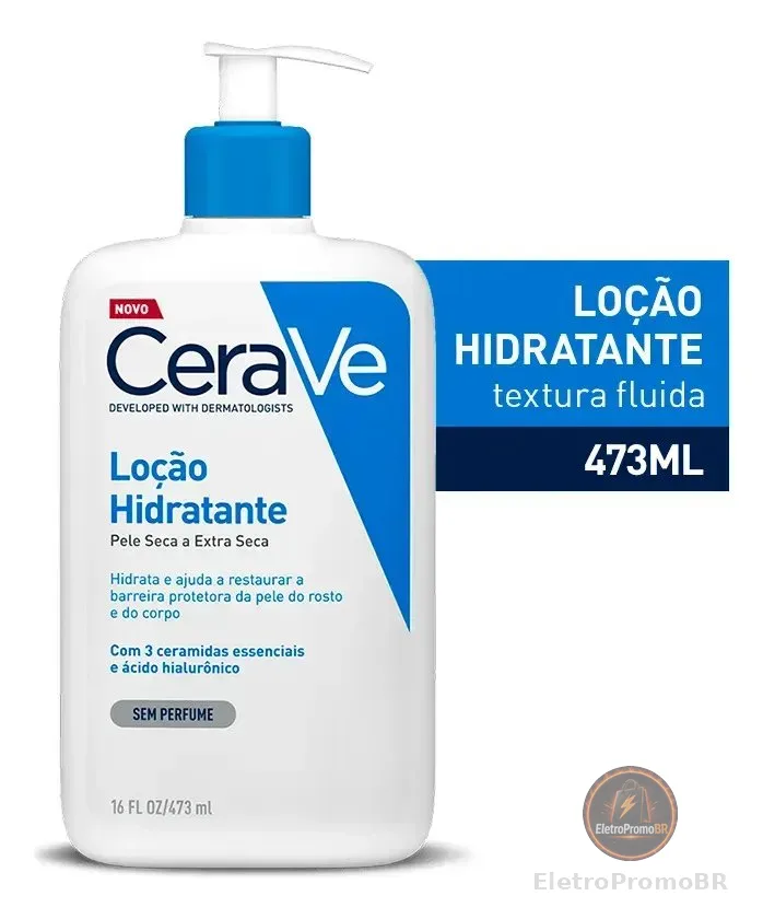 Loção Hidratante Corporal Sem Perfume, com Ceramidas Essenciais e Ácido Hialurônico, Textura Fluida CeraVe 473ml