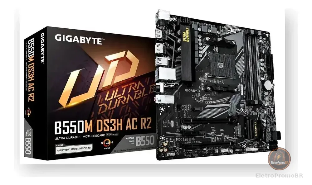 Placa Mae Gigabyte B550m Ds3h Ac R2 Preto