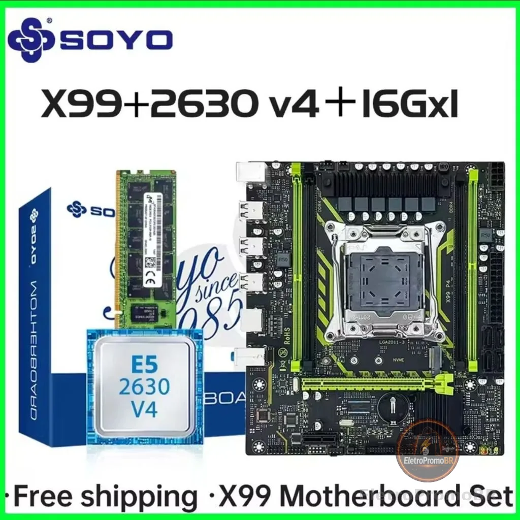 Kit Gamer Placa Mãe X99 + Xeon E5-2630v4 + 16gb 2400mhz Ddr4 Acompanha pilha Cr2032