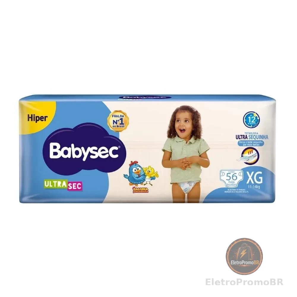 Fralda Babysec Hiper Galinha Pintadinha XG 56 Unidades