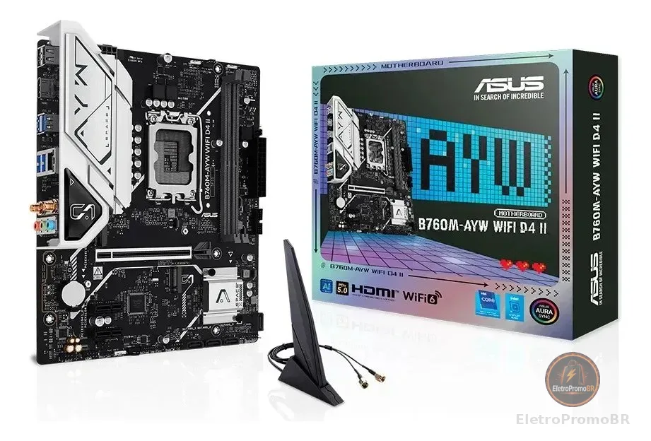 Placa Mãe Asus B760m-ayw Wifi D4 Ii Intel Lga 1700 Matx Ddr4 Preto