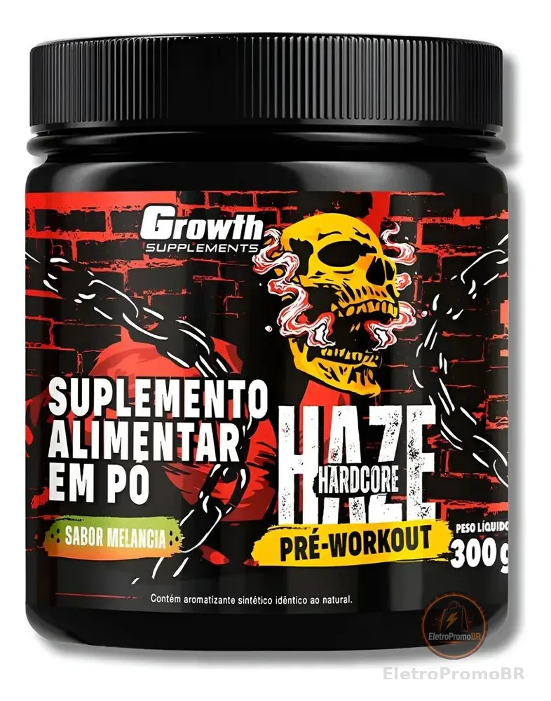 Growth Pré-treino 300g Haze Mais Energia No Treino Sabor Melancia