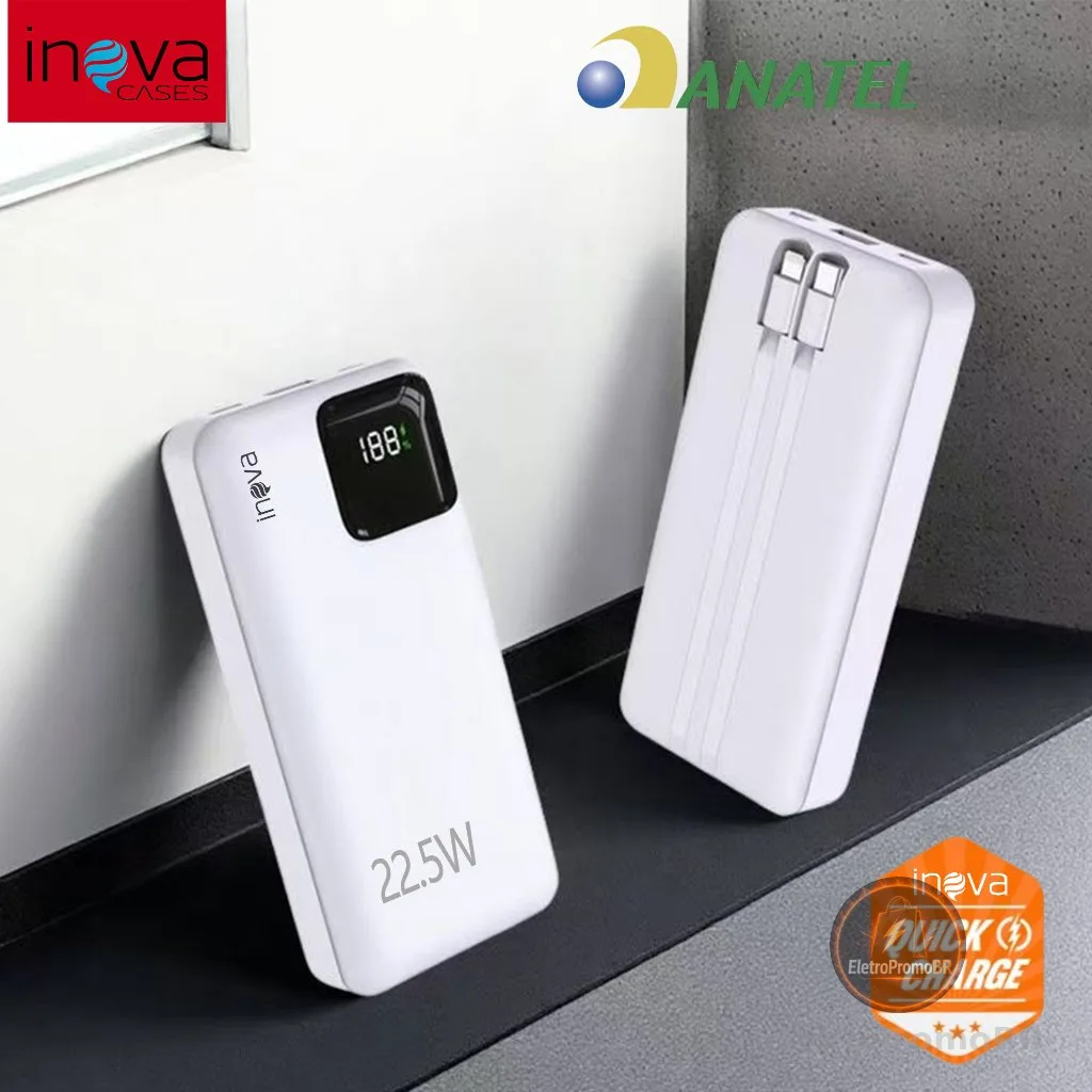 Inova Carregador Power Bank 22,5W Portátil 20000mah/10000mah  Universal carregamento rápido Saida 2 Cabos