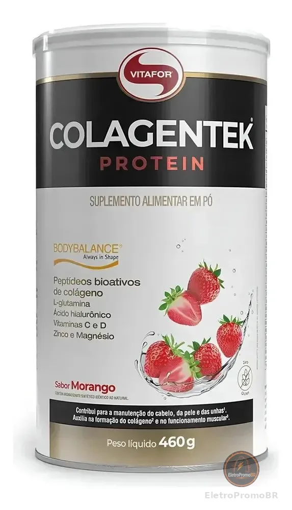 Colagentek Protein Colágeno Bodybalance Vitafor Morango 460g