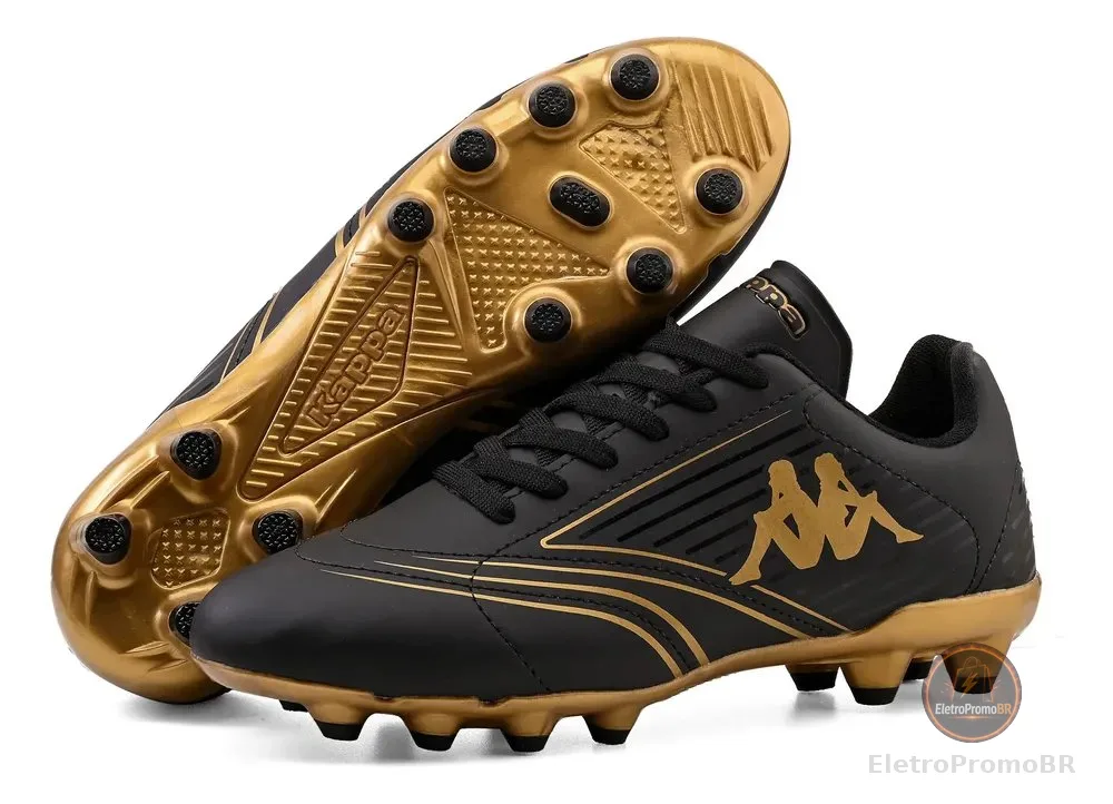 Chuteira Kappa Tiro Campo Masculino Preto-dourado 39 Br