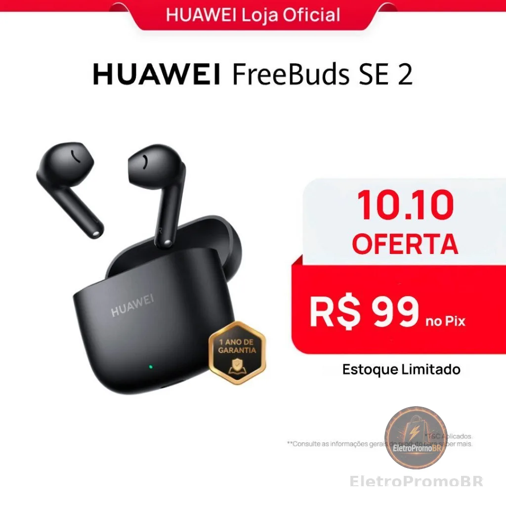 HUAWEI FreeBuds SE 2 | Fone de Ouvido Sem Fio | Até 40 Horas de Bateria | Compacto e Confortável