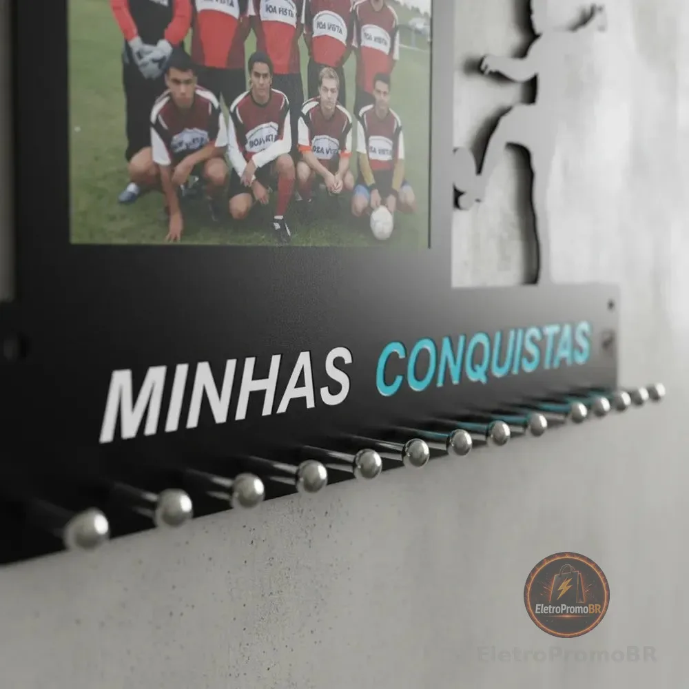 Porta Medalha Futebol Masculino Portaretrato  Até50 Medalhas Preto