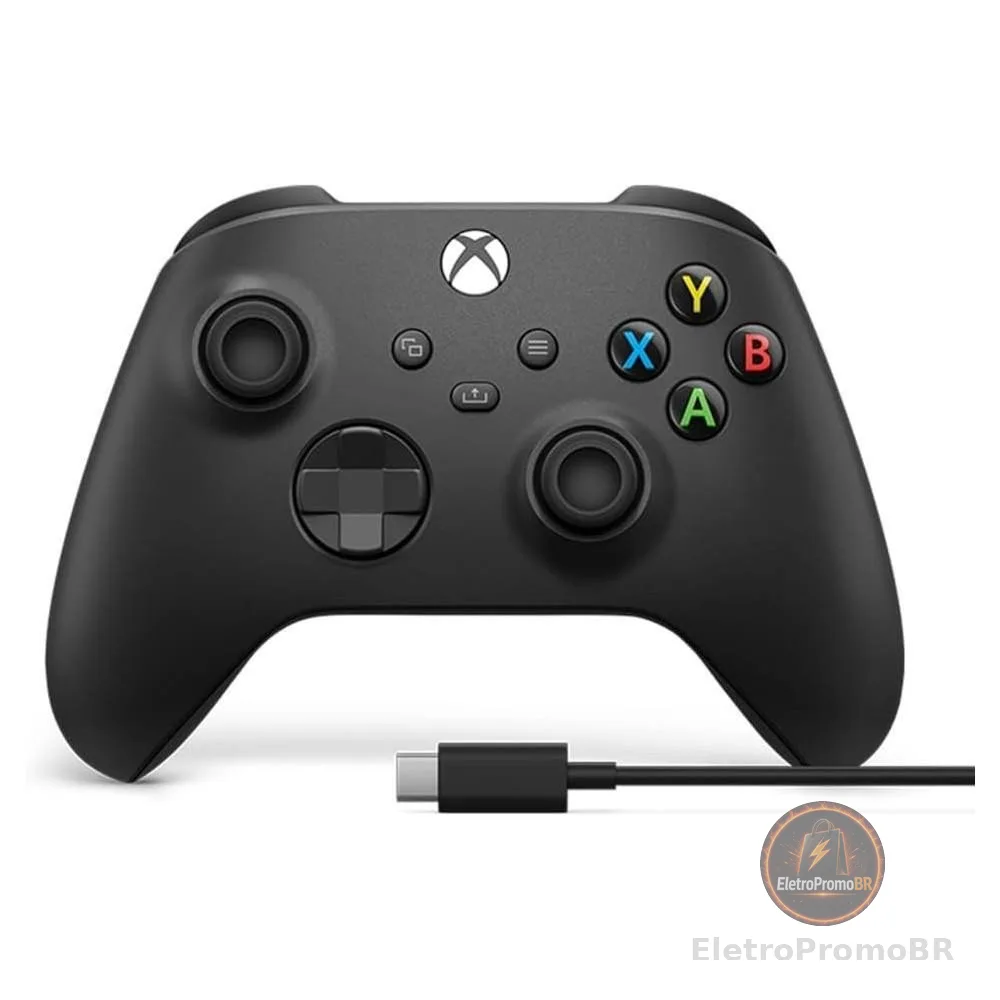 Controle para Xbox Sem Fio Preto + Cabo USB-C