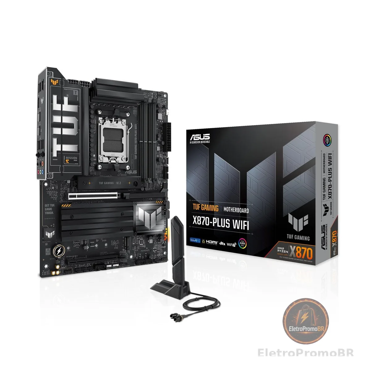 ASUS TUF GAMING X870-PLUS WIFI - Placa-mãe com 256 GB, 4 dispositivos compatíveis, Preto (WiFi)
