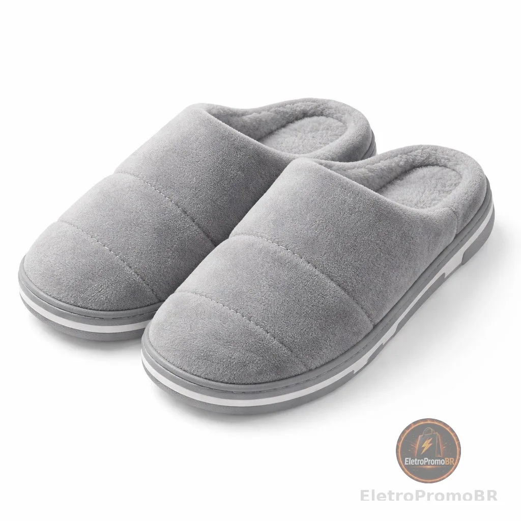Pantufa Listrada Forrada Confortável Inverno Antiderrapante BY-624