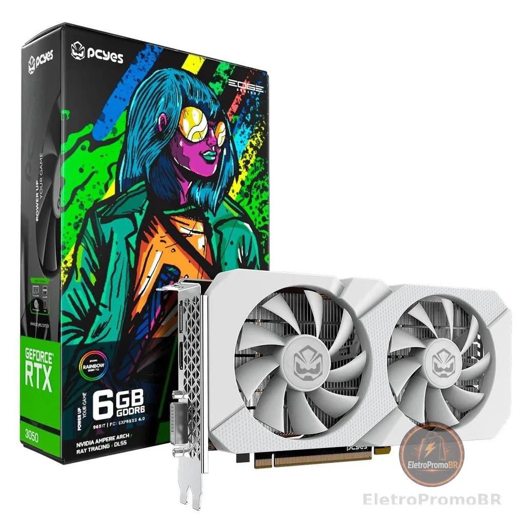 Placa de Vídeo Gpu Nvidia Geforce Rtx 3050 6gb Gddr6 96bit Branco Projeto Edge - Pvrtx30506wtpe
