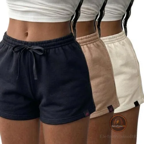 Kit 3 short feminino basico feminino de moletom bermuda feminina basica short curto short moletom feminino Shortinho