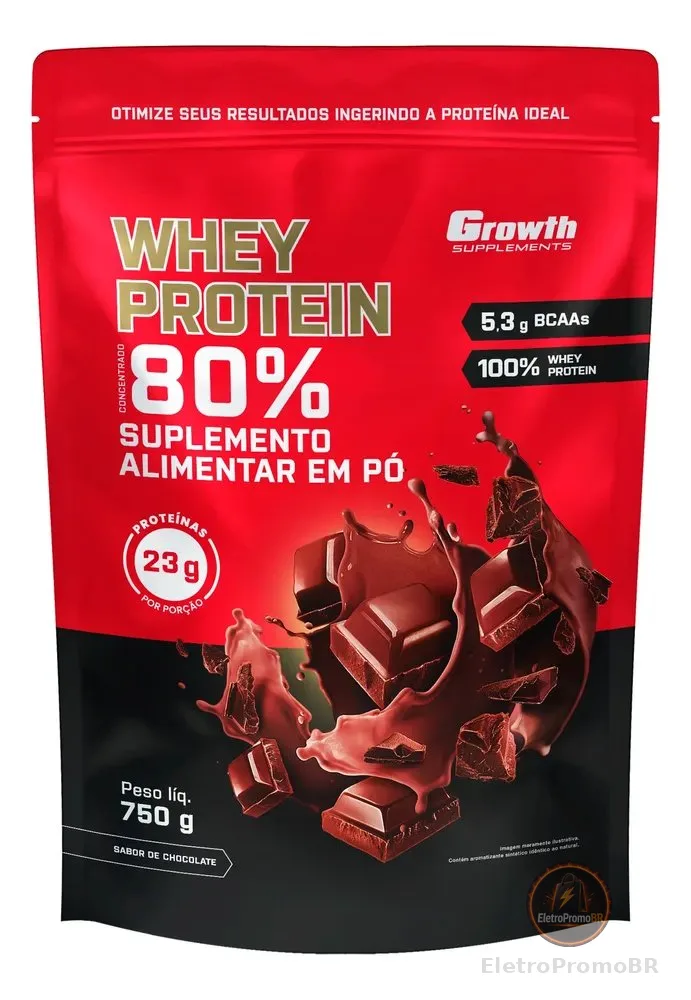 Whey Concentrado 750g Growth Supplements - Variados Sabores Chocolate