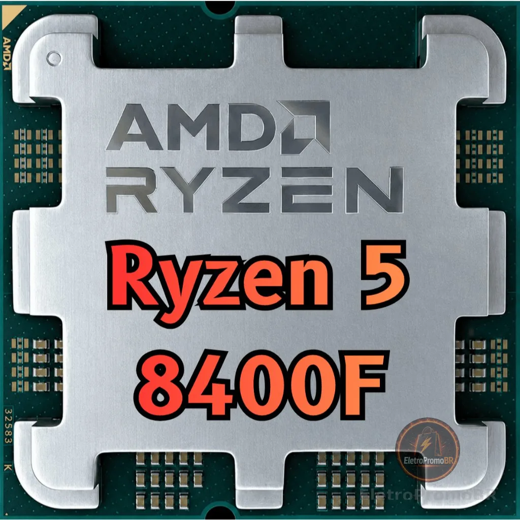 Processador AMD Ryzen 5 8400F, 4.2 GHz (4.7 GHz Max Turbo), Cache 22MB, 6 Núcleos, 12 Threads, AM5, Sem Vídeo Integrado