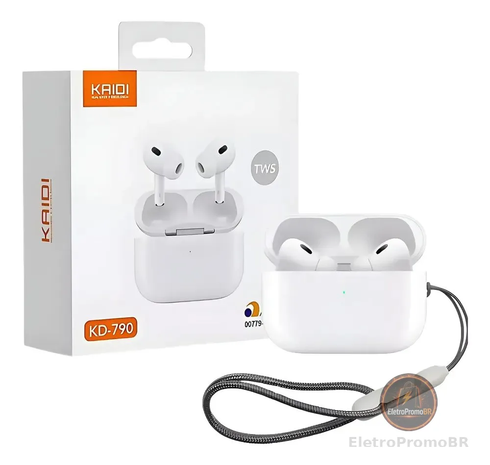 Fones de Ouvido Sem Fio Kaidi KD-790 Bluetooth Branco Academia Antiruído
