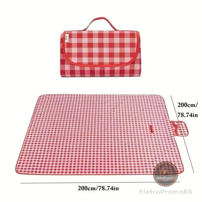 Tapete Piquenique Portátil Dobrável 200X200cm Impermeavel À Prova De Umidade Prático Fácil Transporte Para Praia Camping